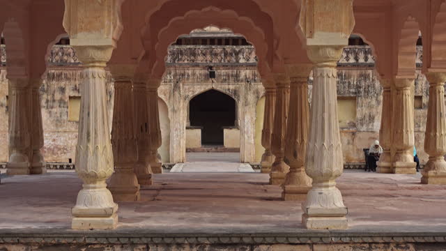 Baradari pavilion at Man Singh I Palace Square of Amer Fort in Jaipur, India