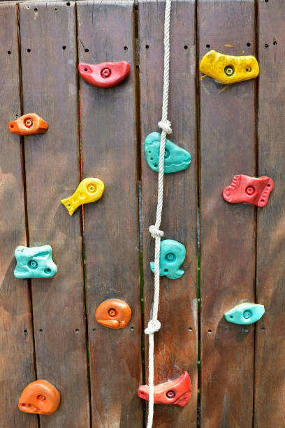 Rock climbing wall for kids in the park.