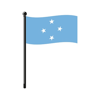 national flag of Federated States of Micronesia in the original colours and proportions on the stick
