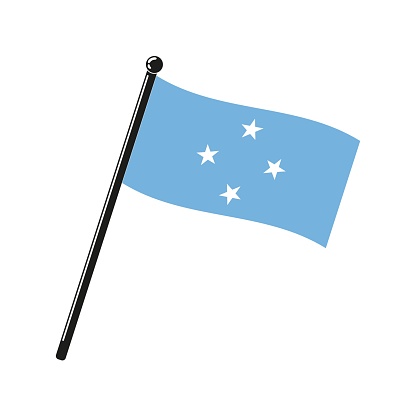 national flag of Federated States of Micronesia in the original colours and proportions on the stick