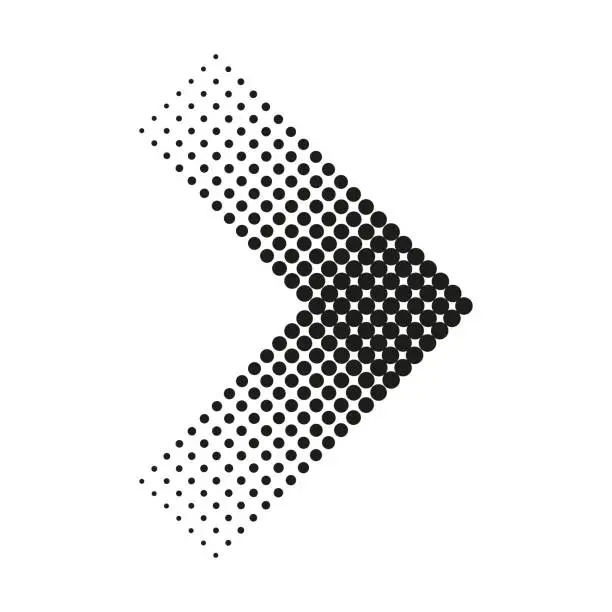 Vector illustration of Abstract halftone arrow pointing diagonally. Vector Illustration. EPS 10.