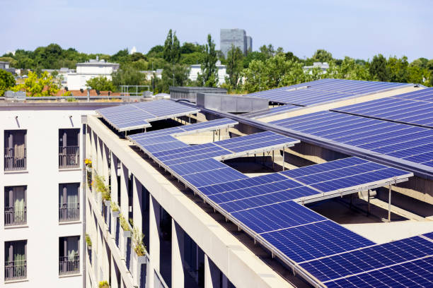 istock Modern High-rise Multifamily Building Apartment Block with Solar Panel 2091367038