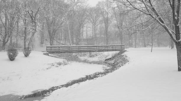 istock Bridge over a small stream in the snow- Howard County, Indiana 2091376552