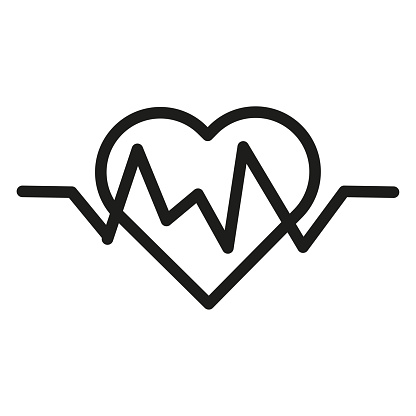 Heart rate pulse line. Health and cardiology symbol. Medical heartbeat rhythm. Vector illustration. EPS 10. Stock image.