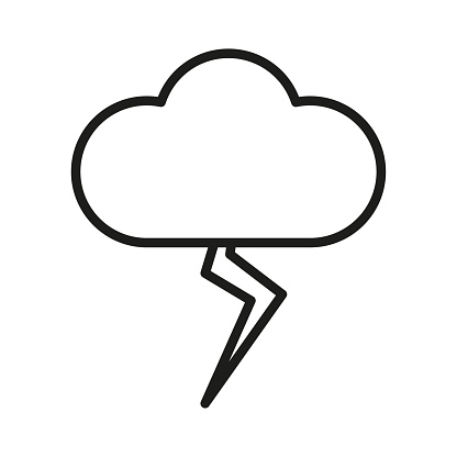 Cloud icon nature power. Thunderbolt strikes sharply. Vector illustration. EPS 10. Stock image.
