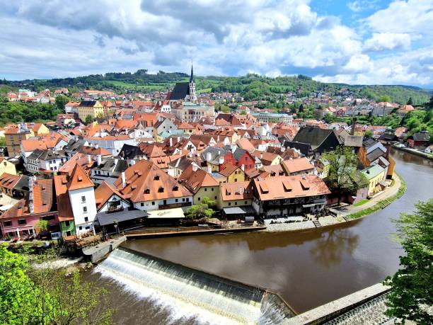 Early Morning Steam Rises from the Vltava River, Illuminated by the Sun, Cesky Krumlov, Czech Republic