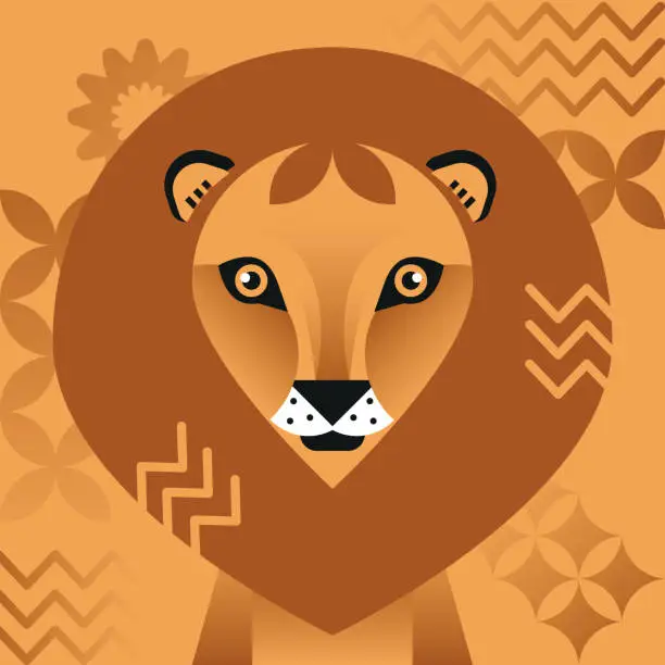 Vector illustration of Lion_Geometric