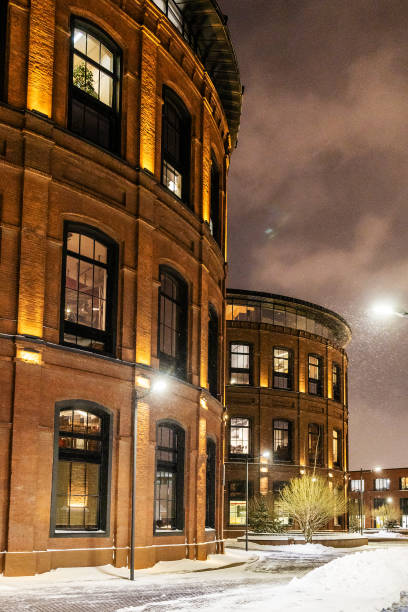 istock factory buildings after renovation on snowy night 2091423633