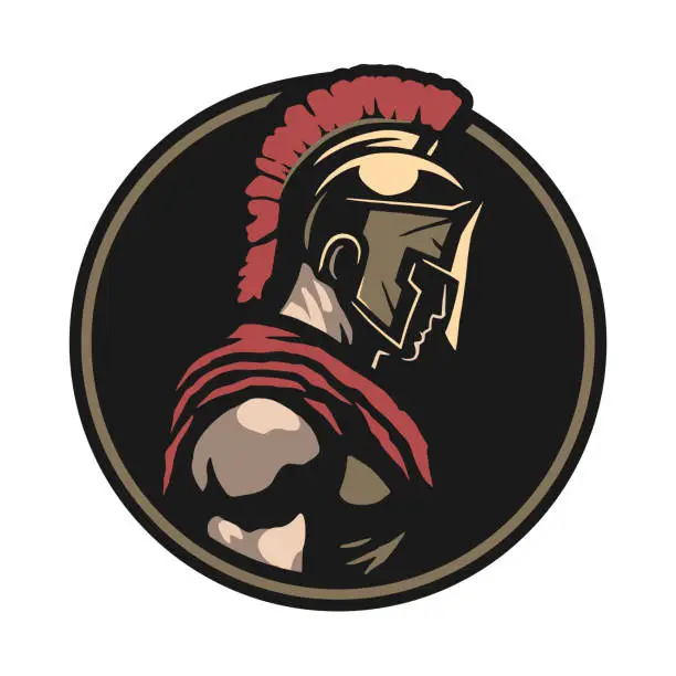 Vector illustration of Spartan warrior logo in helmet, emblem Vector illustration.