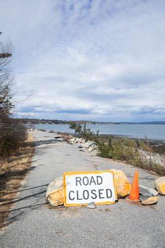 After 2024 winter storms, Bay Avenue shows erosion in downeast Maine on Hancock Point.