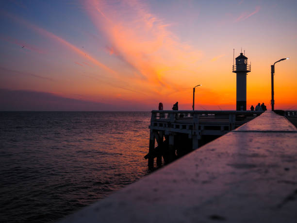 The pier during sunset in Nieuwpoort, Belgium