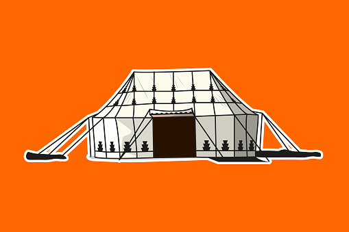 Traditional tent sticker. Removable background. Vector stock
