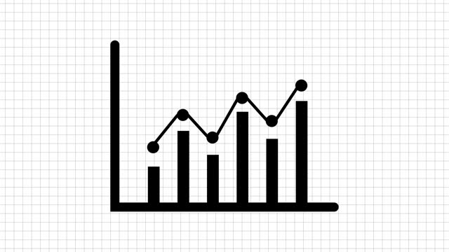 Line graph icon animated on white background.