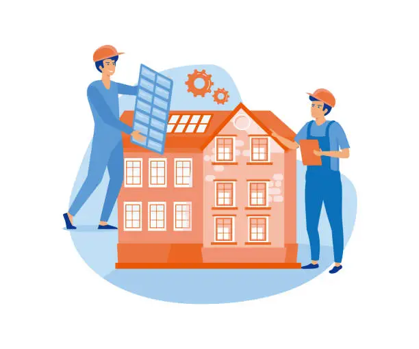 Vector illustration of House maintenance abstract concept. Roofing services, hire contractor abstract metaphor. flat vector modern illustration