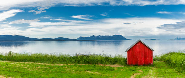 istock Red house on a fjord in Norway 2091560955