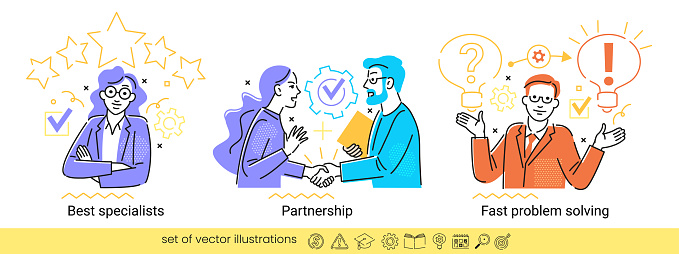 Collection Of Different Business Concept Scenes And Situations Fast ...