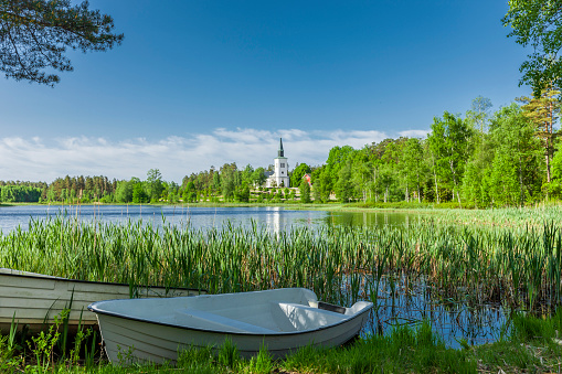 Rowing boat at a lake in Gnosjö in Sweden