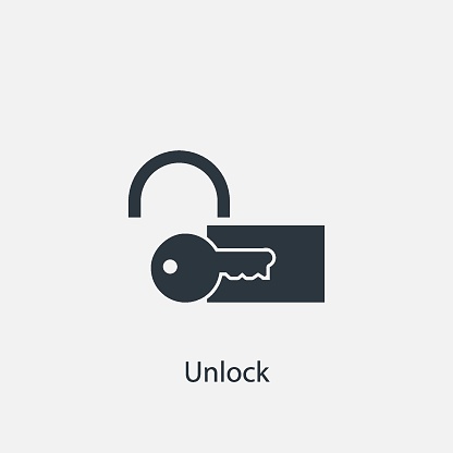 Lock with key icon. Simple real estate element illustration. Vector symbol design from business collection. Can be used in web and mobile.