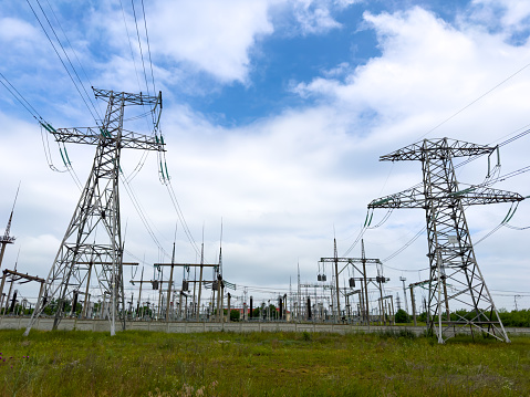 Power Transmission Towers in a Power Plant