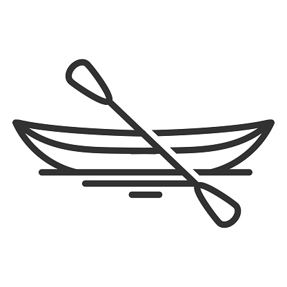 Simple Minimalist Kayak Canoe Rafting Boat Badge Emblem Illustration Vector