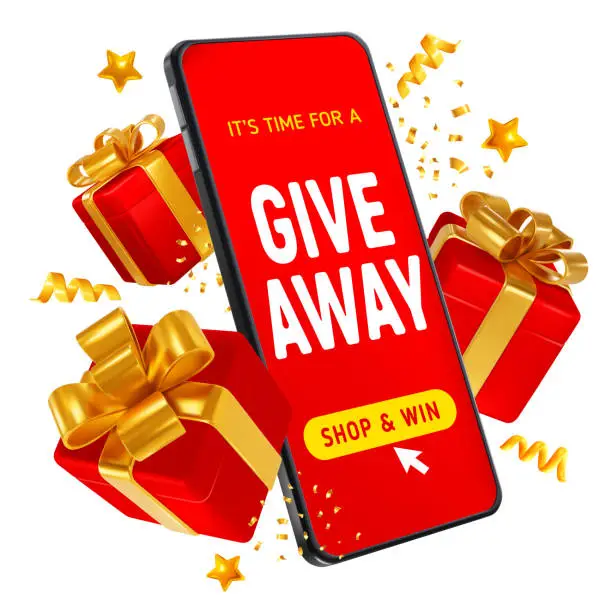 Vector illustration of Giveaway Event Advertisement On Smartphone Screen