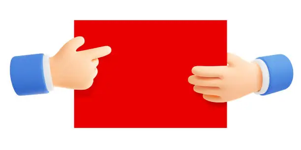 Vector illustration of Hands Holding Red Paper Sheet