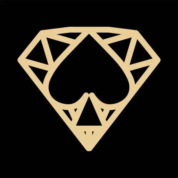 Vector illustration of Simple Geometric Golden Diamond Spade Icon Symbol Illustration Vector