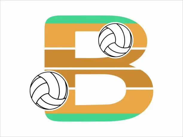 Vector illustration of Volleyball Letter and Number Illustration. Volleyball Alphabet Number Illustration. Volleyball Alphabet Letter Illustration