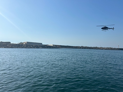 Helicopter in the harbour of Cape Town, South Africa