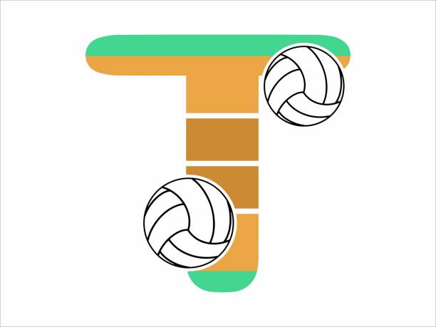 illustrations, cliparts, dessins animés et icônes de volleyball letter and number illustration. volleyball alphabet number illustration. volleyball alphabet letter illustration - block letter a alphabet number