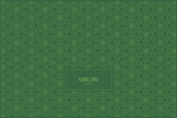 istock floral line patter with dark green monochrome dominant color 2091725239