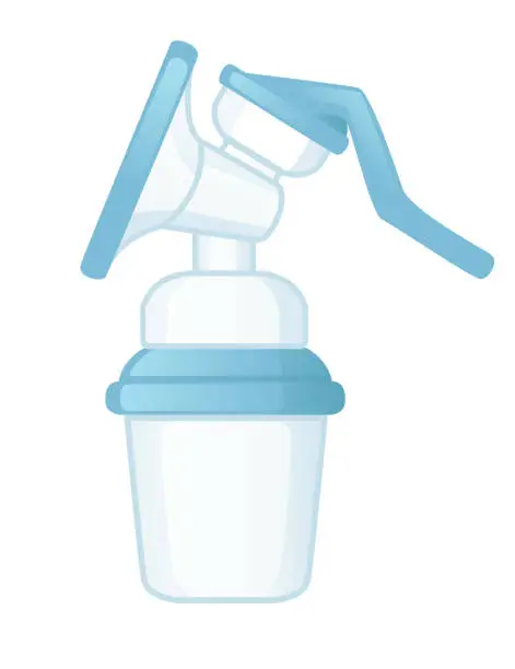 Vector illustration of Transparent plastic breast pump vector illustration isolated on white background