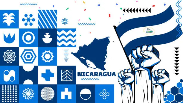 Vector illustration of Nicaragua, Happy Independence day. Happy Independence Day of Nicaragua vector illustration. Suitable for greeting card, poster and banner.