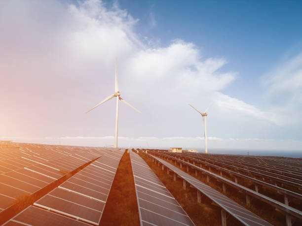 istock windmill and solar panel farm producing renewable energy with wind and sun 2091774755