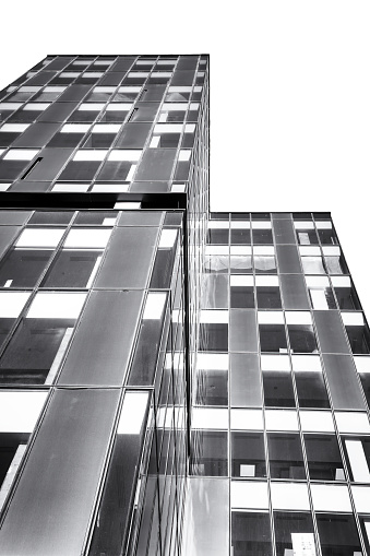 Black and white detail with a modern office building. Abstract photography