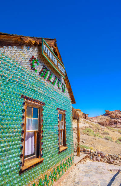 Calico Ghost Town,  California, United States - October 6, 2023: green bottle house