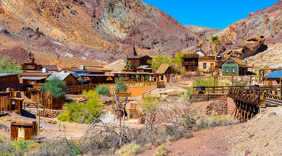 Calico Ghost Town,  California, United States - October 6, 2023:  houses and shops in Calico Ghost Town