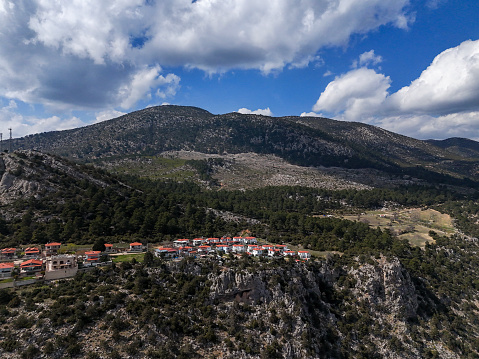 Aerial view of a mountain village