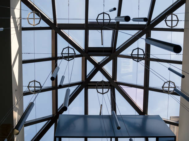 istock glass ceiling and lamps. Geometry in the interior 2091858439
