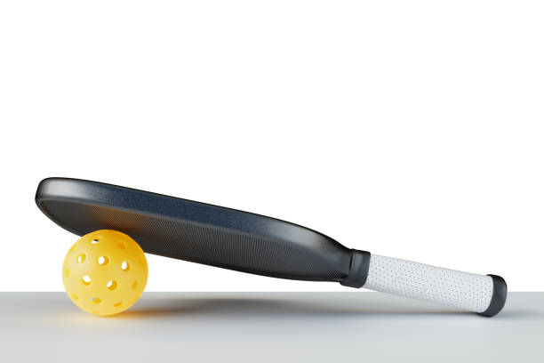 istock The pickleball racket lies on the ball. 3d rendering 2091924481