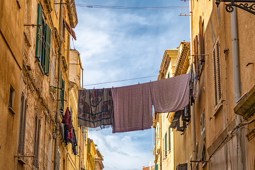 Clothes drying in an old italian halley