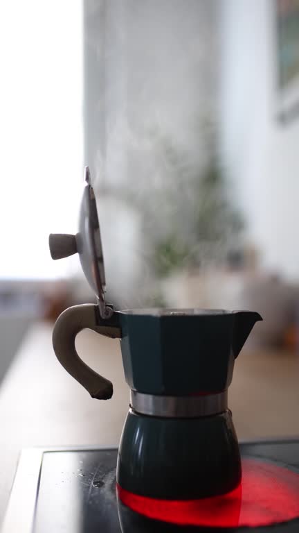 brewing coffee in a moka pot