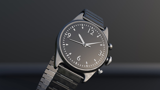3d render luxury wrist watch isolated on a black background