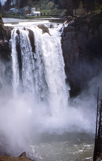 Snoqualmie Falls, Washington on December 23, 1952. Scanned film with significant grain.