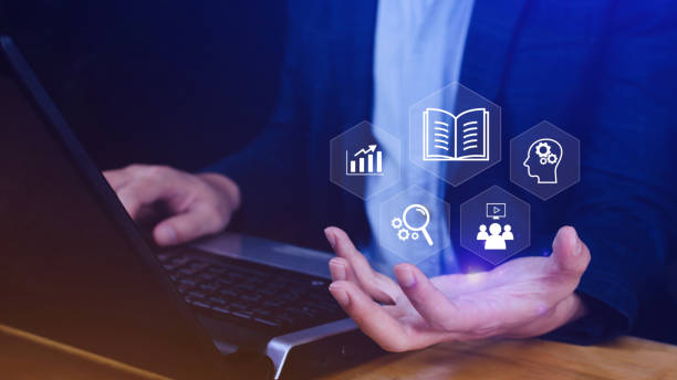 istock E-learning education, internet lessons and online webinar, courses, Person who attends online lessons on digital screen.Education internet Technology. 2092015331