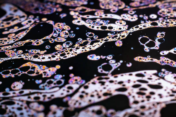 Beautiful psychedelic abstraction formed by light on the surface of a soap bubble.