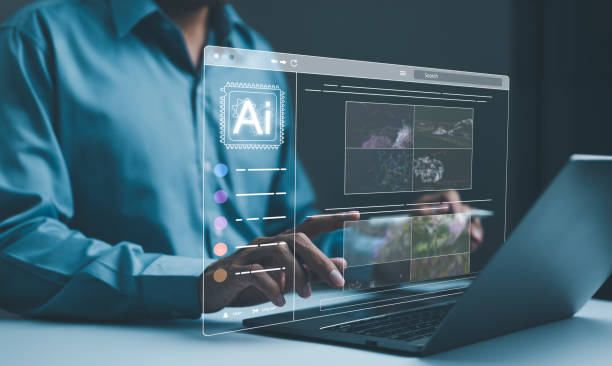 istock AI image creation technology. Man use AI software on a laptop to generate images, showcasing a futuristic user interface. screen with visual prompt. Image generated by artificial intelligence. photo, 2092028381