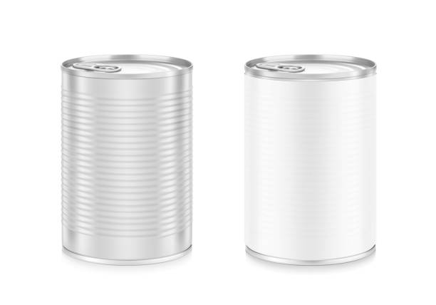 illustrazioni stock, clip art, cartoni animati e icone di tendenza di hight realistic can with easy-open lid mockup. - barattolo di alluminio