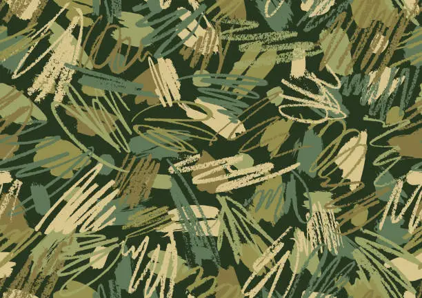 Vector illustration of Seamless camo fun scribbles background