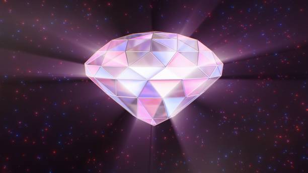 istock Floating Pink Purple 3D Glass Diamond In Space Shining Sparkle Light - Abstract Background Texture 2092094419